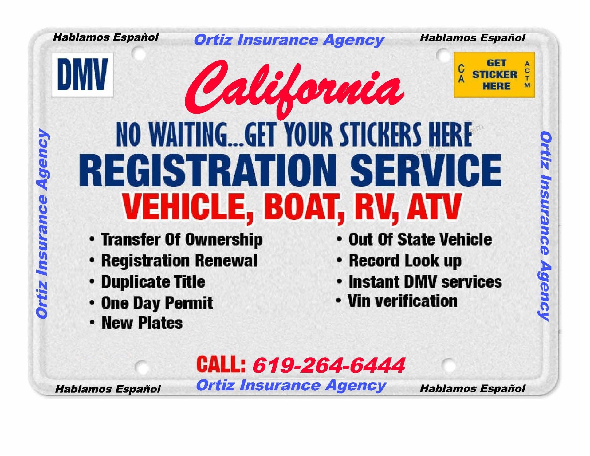 Vehicle Registration Services Ortiz Insurance Agency